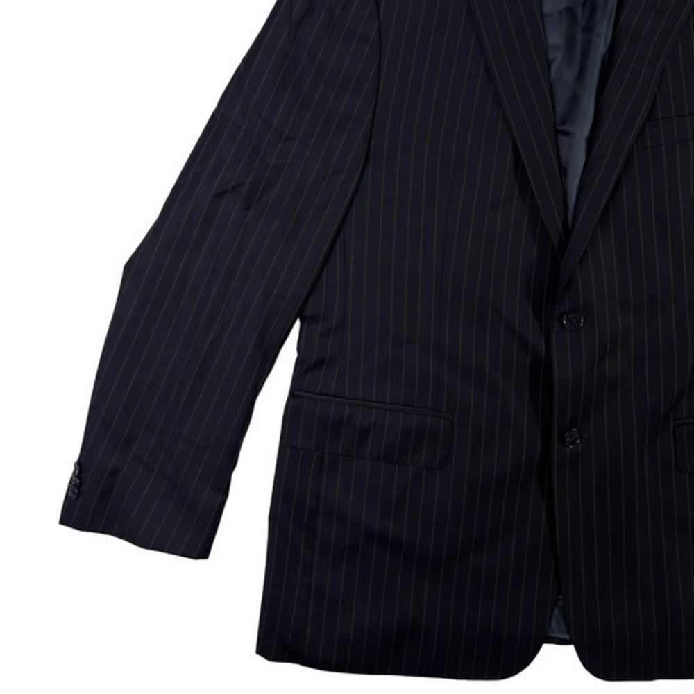 Valentino Mainline Blazer 100% Virgin Wool Pinstripe Cupro Lining Navy Men's 44R - Picture 12 of 17